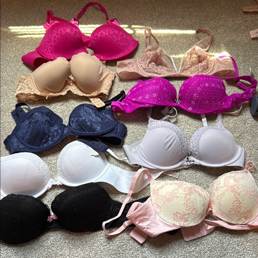 Elegant Lace Women's Bra Set - Pink, Beige, Navy, White, Black-size 36 a